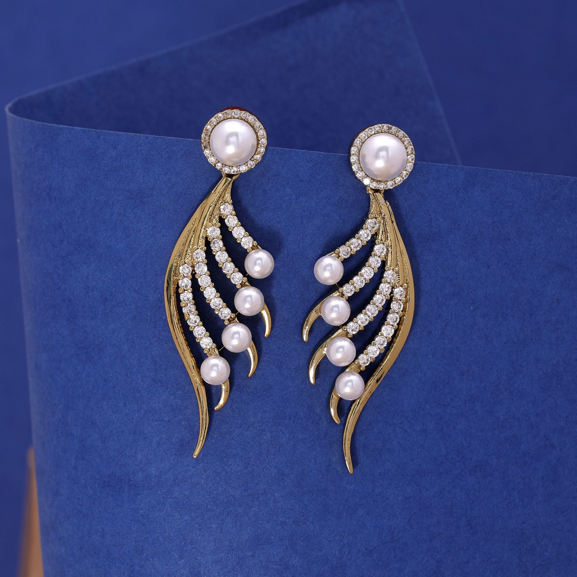 White Color American Diamond Earrings