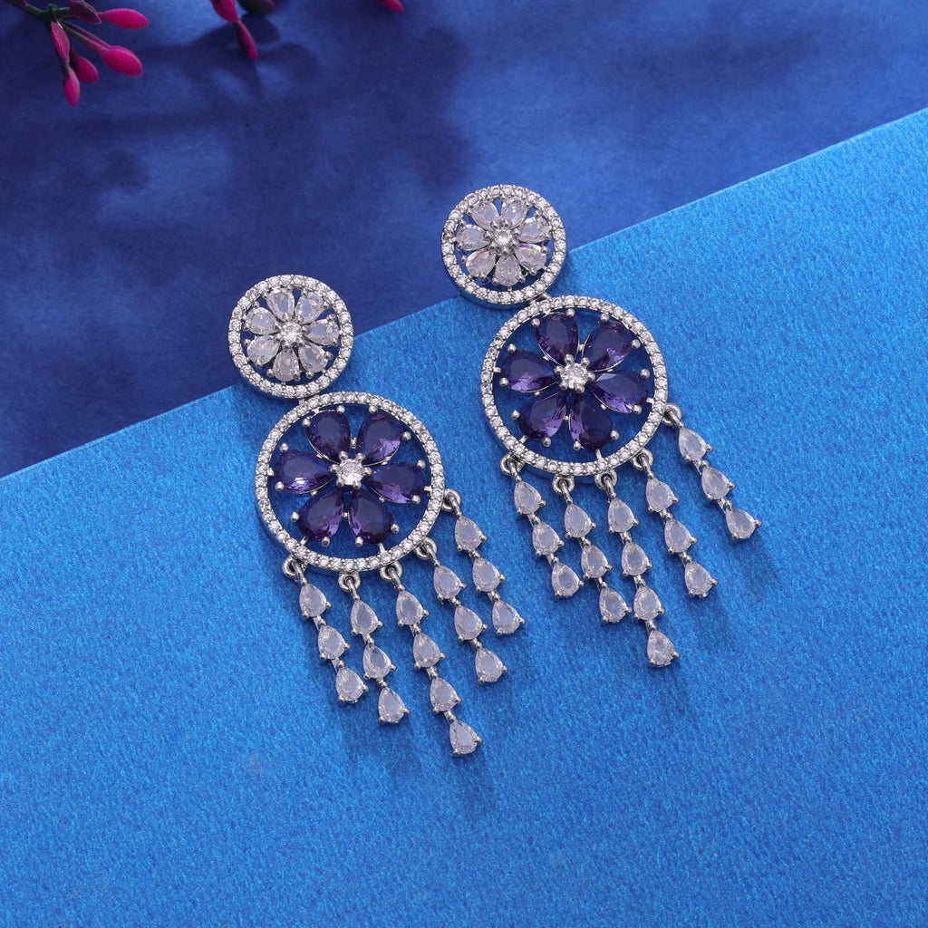 Purple Color American Diamond Earrings