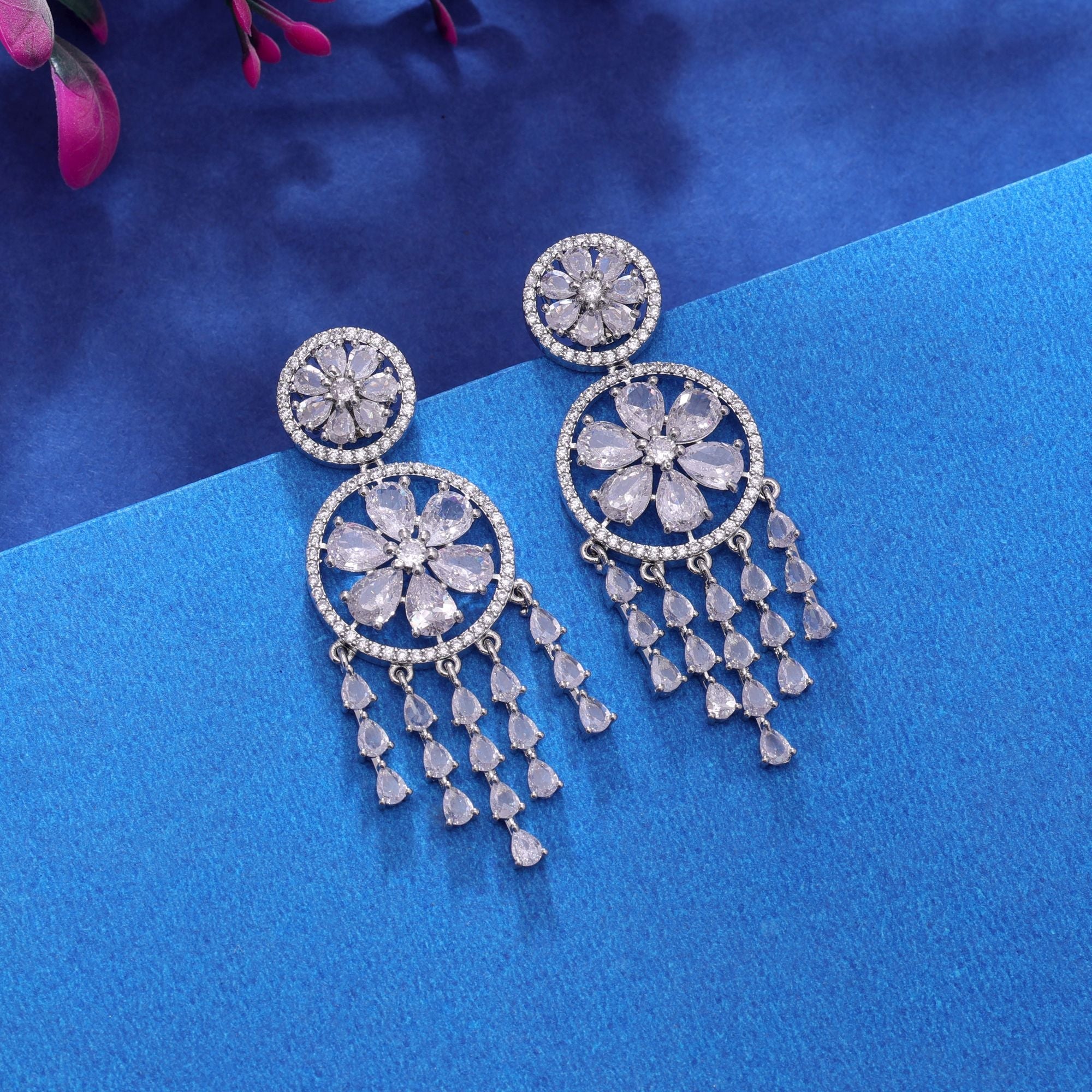 Silver Color Fashion Diamond Earrings