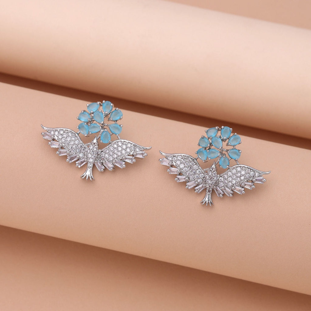Firozi Color American Diamond Earrings