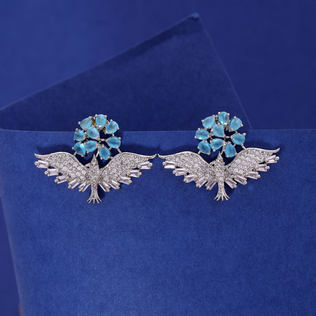 Firozi Color American Diamond Earrings