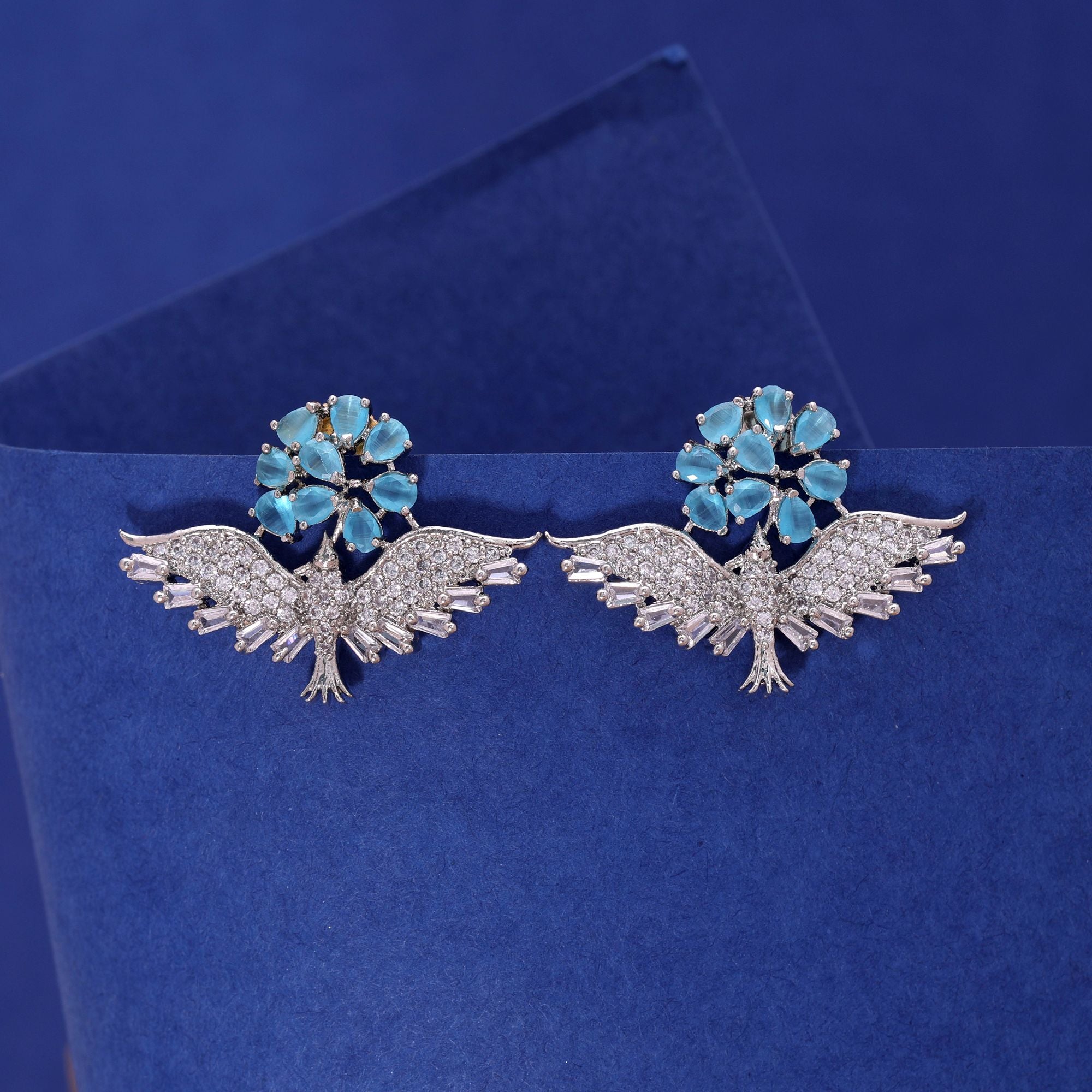 Firozi Color American Diamond Earrings
