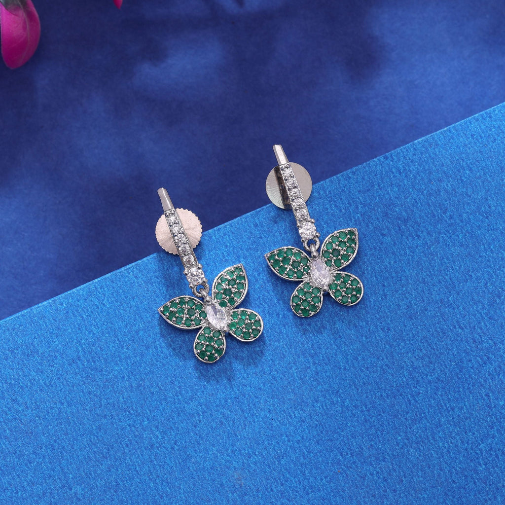 Green Color American Diamond Earrings