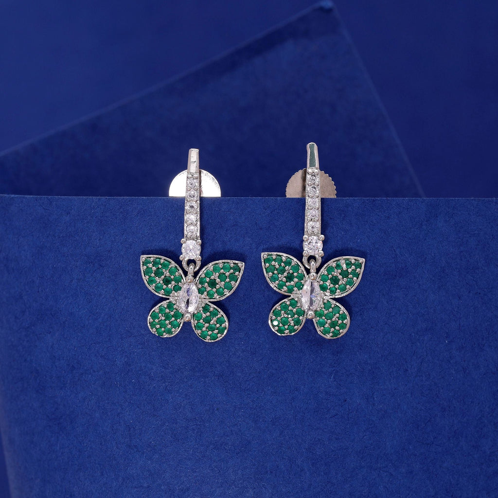 Green Color American Diamond Earrings