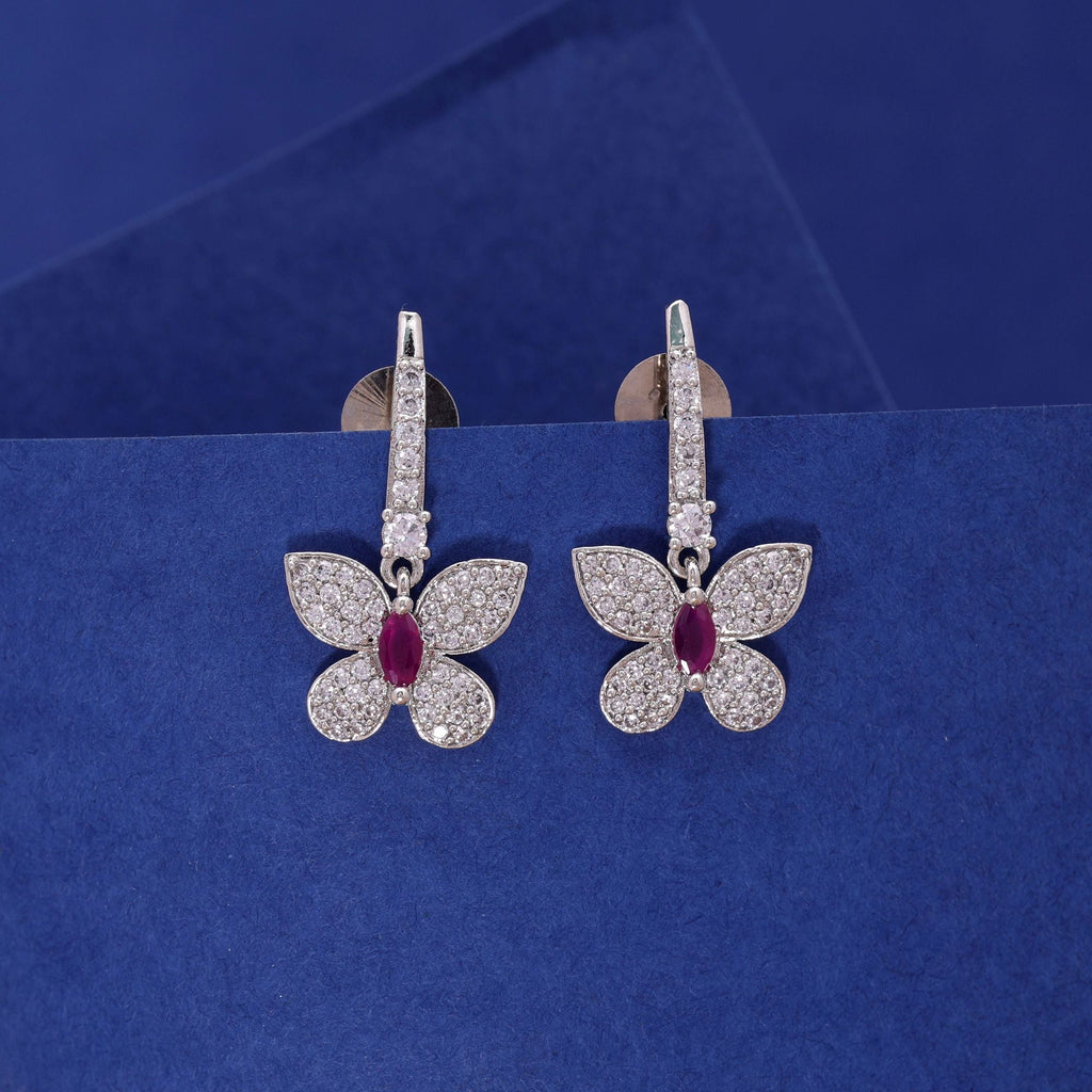 Silver Color Crystal Diamond Earrings