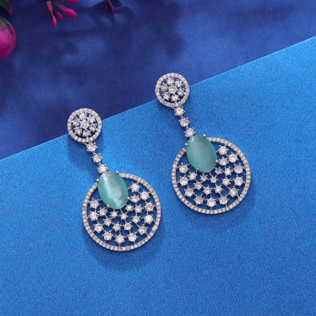 Pista Green Color Diamond Earrings