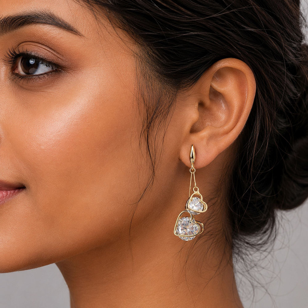 White Color American Diamond Earrings with Sparkling Design