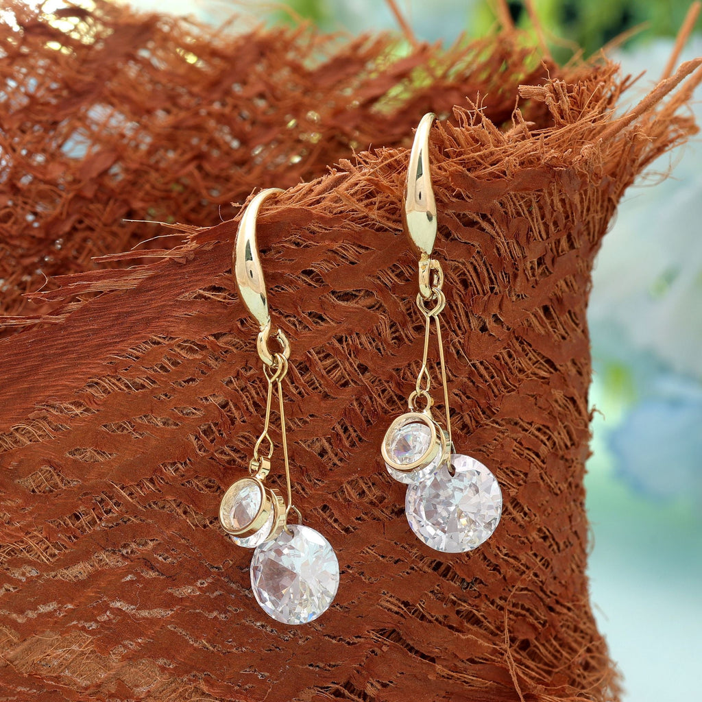 White Color American Diamond Earrings with Crystal Finish