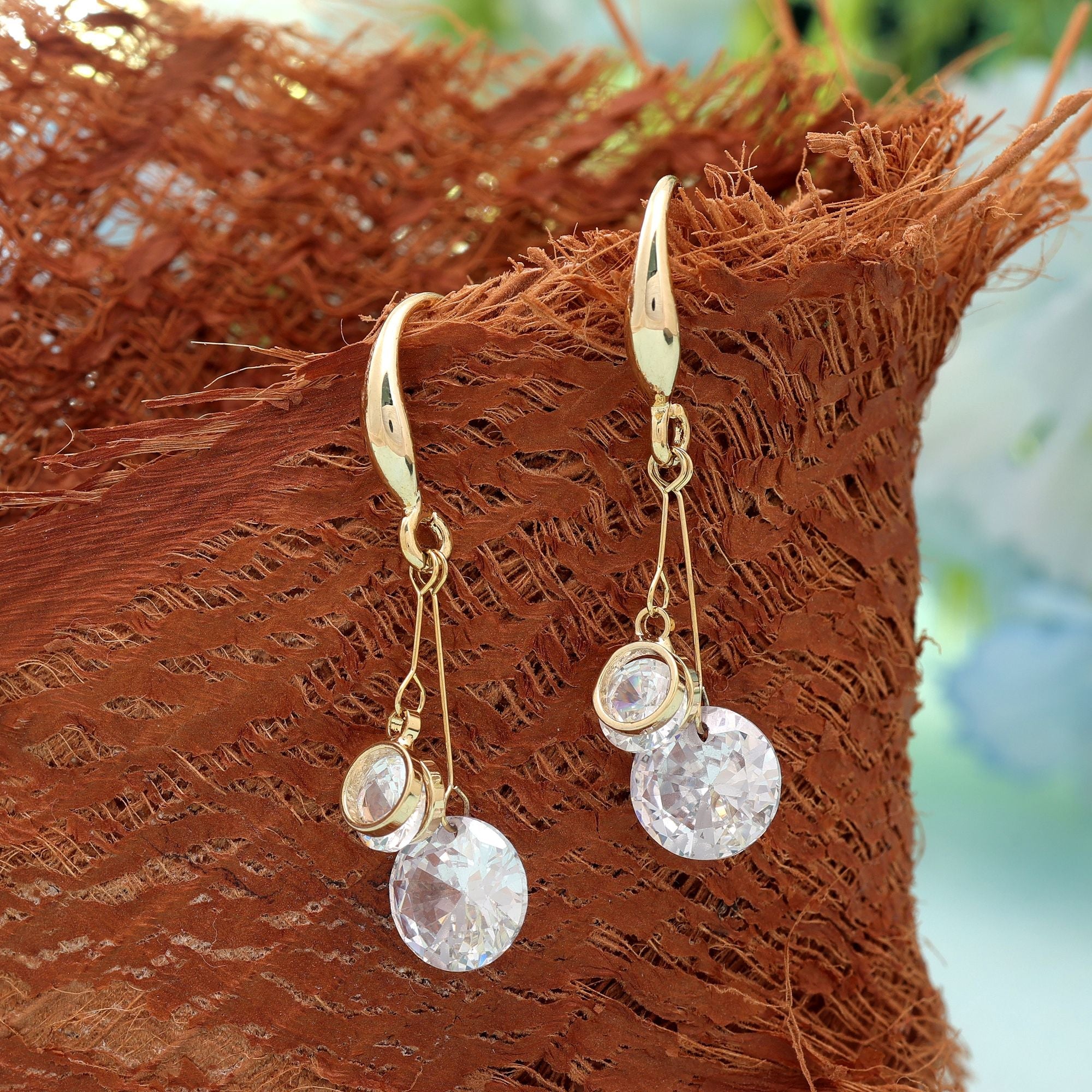 White Color American Diamond Earrings with Crystal Finish
