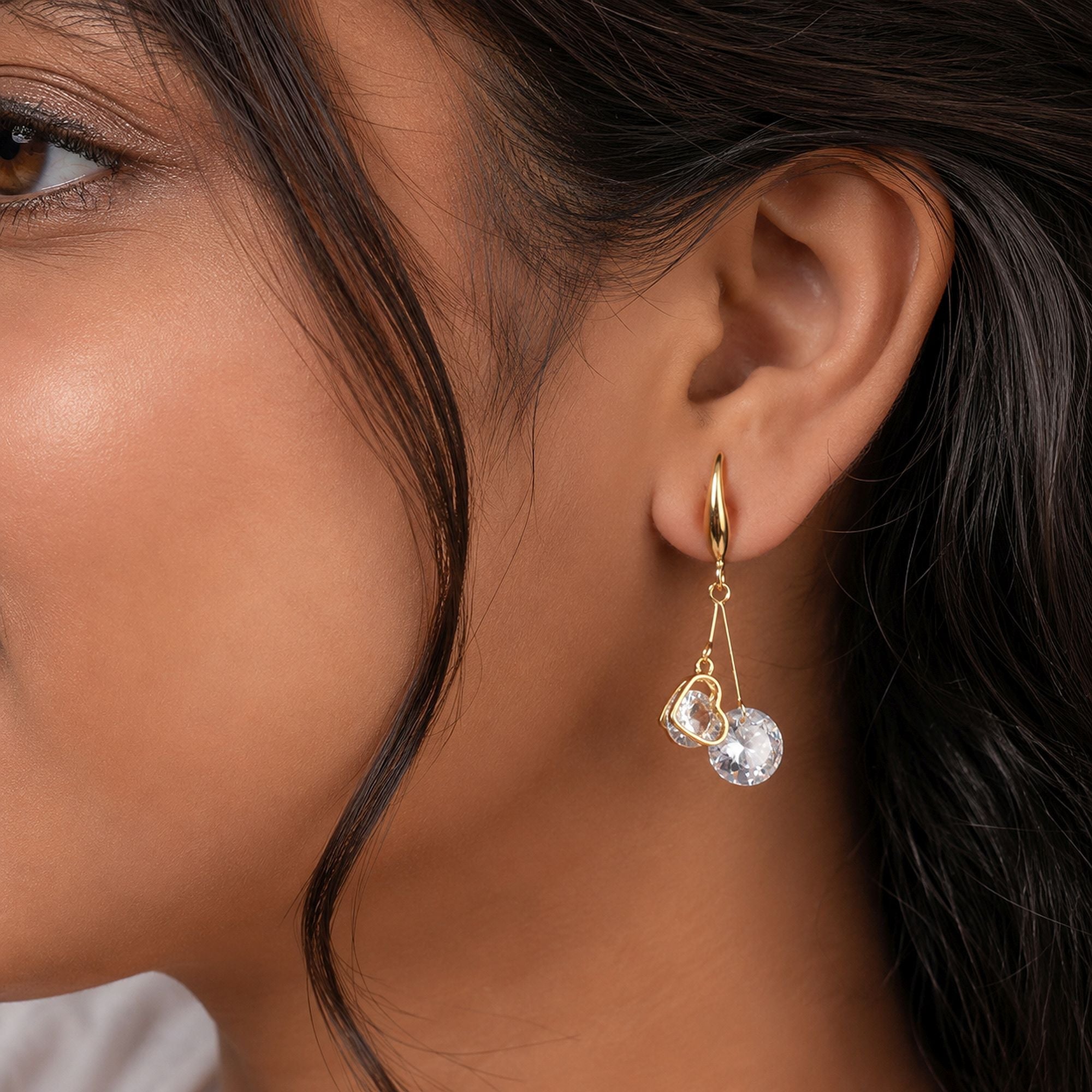 White Color American Diamond Earrings with Elegant Style