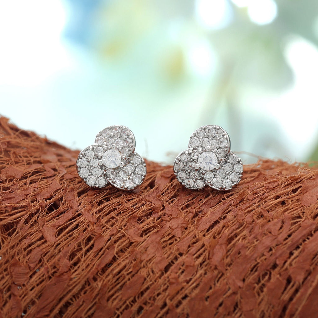 Silver Color American Diamond Earrings with Party Wear Design