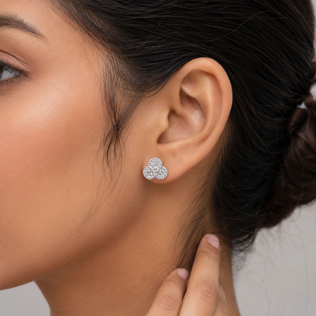 Silver Color American Diamond Earrings with Party Wear Design