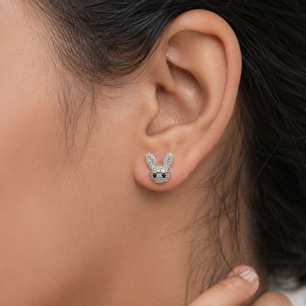 Silver Color American Diamond Earrings with Crystal Design