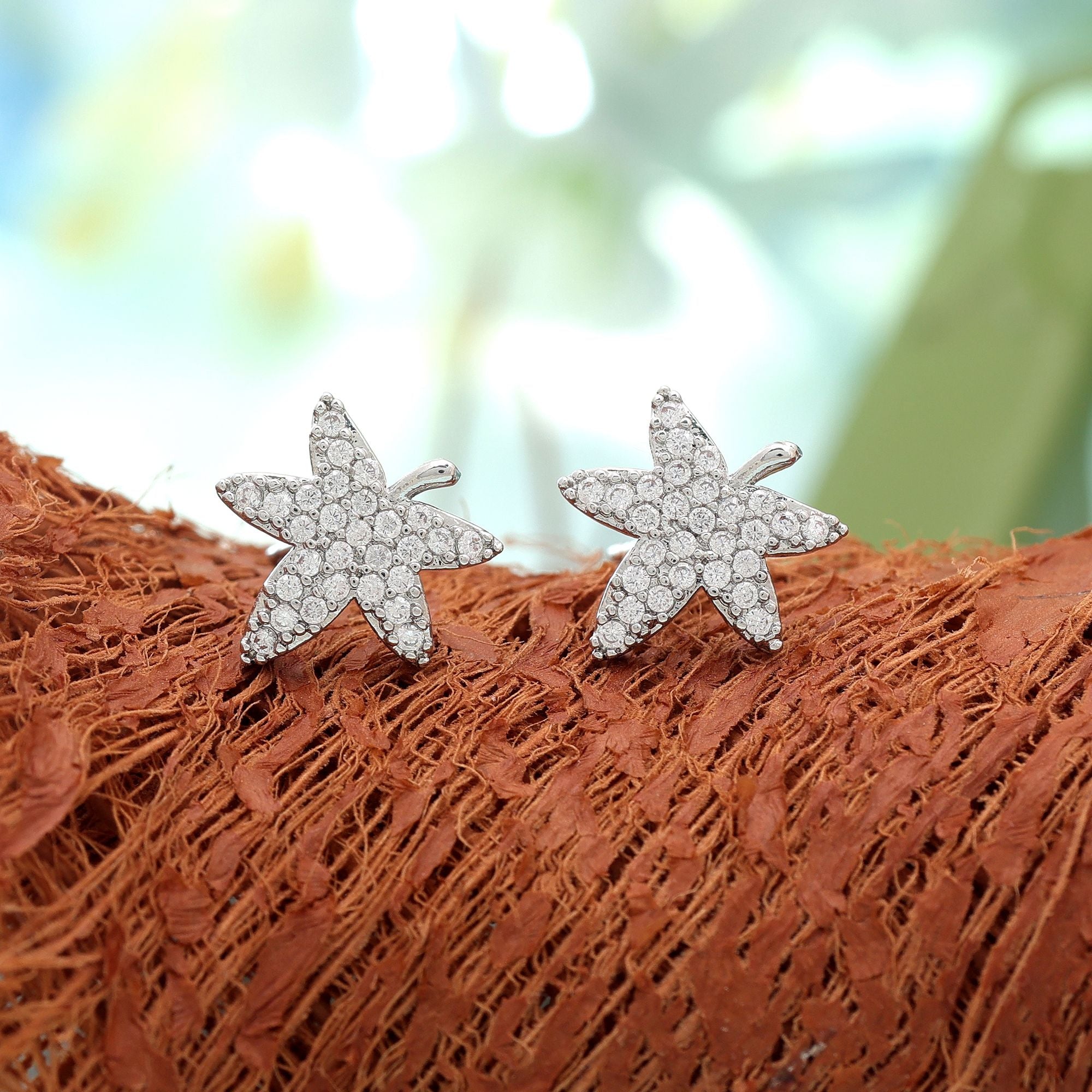 Silver Color American Diamond Earrings with Modern Style