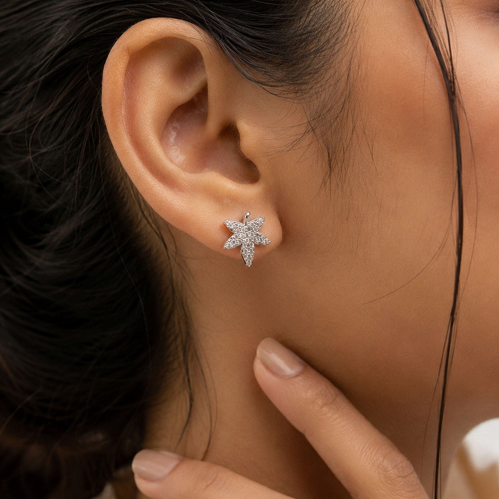 Silver Color American Diamond Earrings with Modern Style