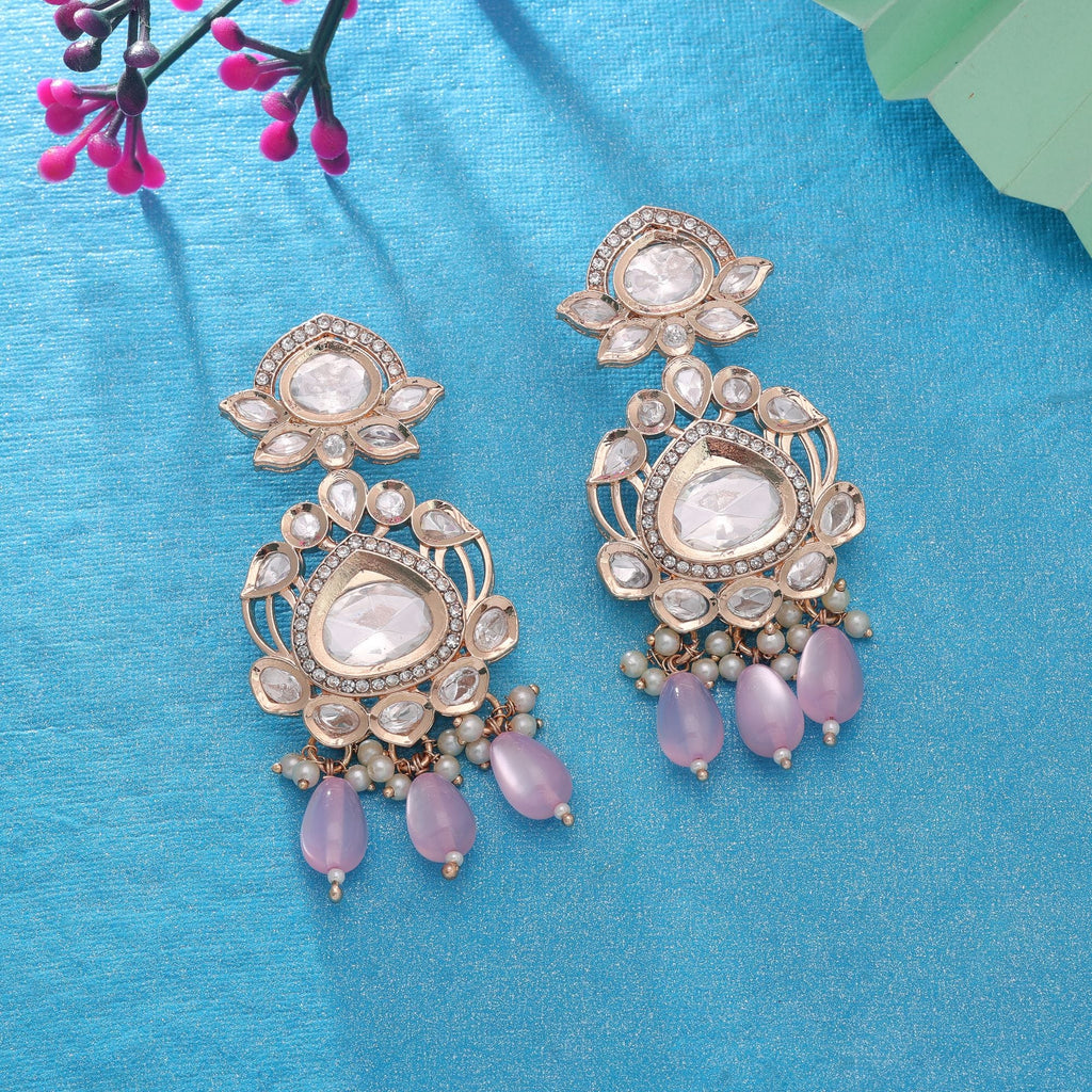 Light Pink Color American Diamond Earrings Sparkling Designer Style