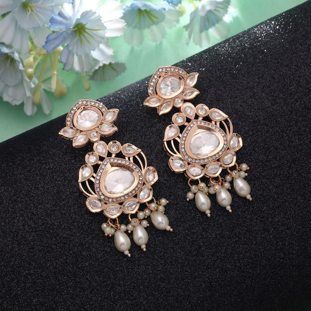 White Color American Diamond Earrings Party Wear Design