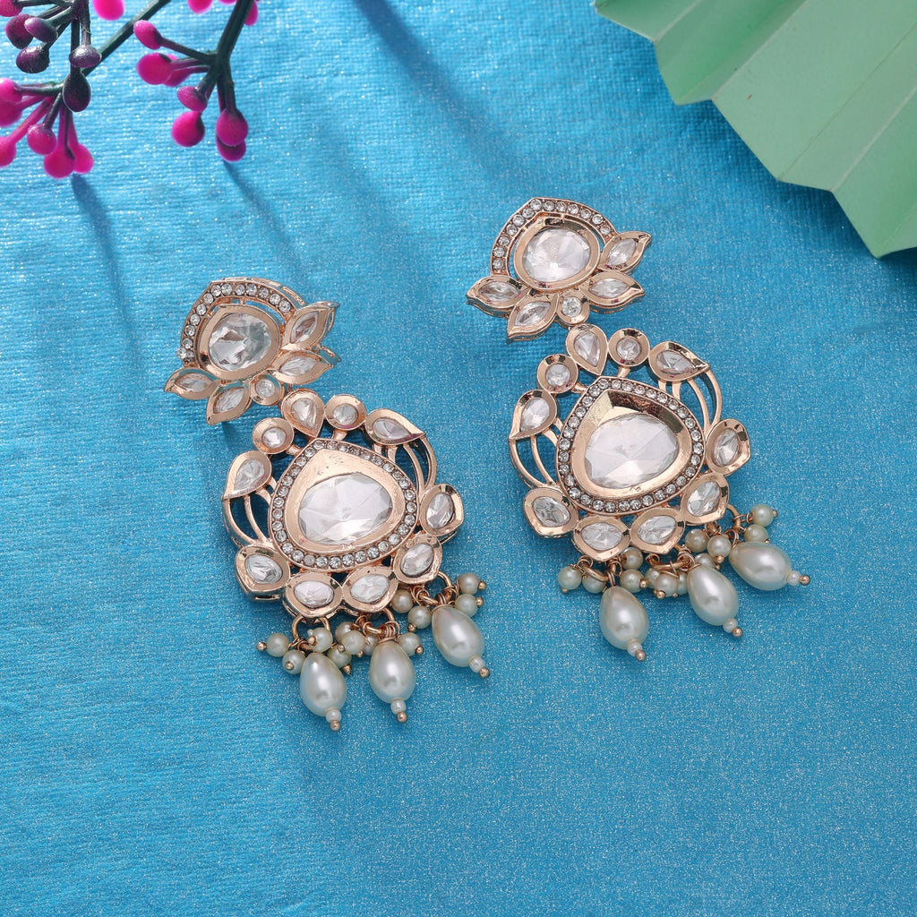 White Color American Diamond Earrings Party Wear Design
