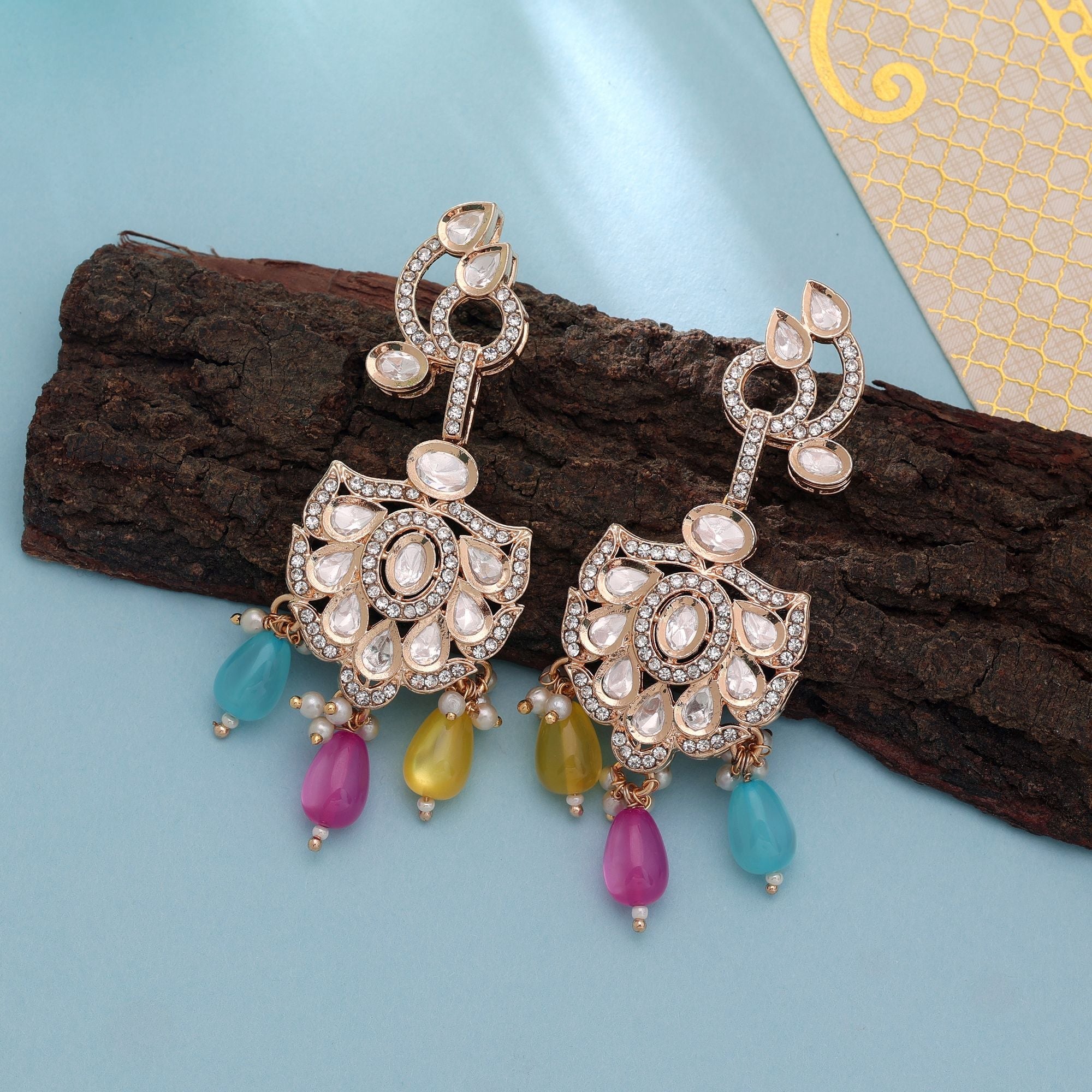 Multi Color American Diamond Earrings Trendy Fashion Style