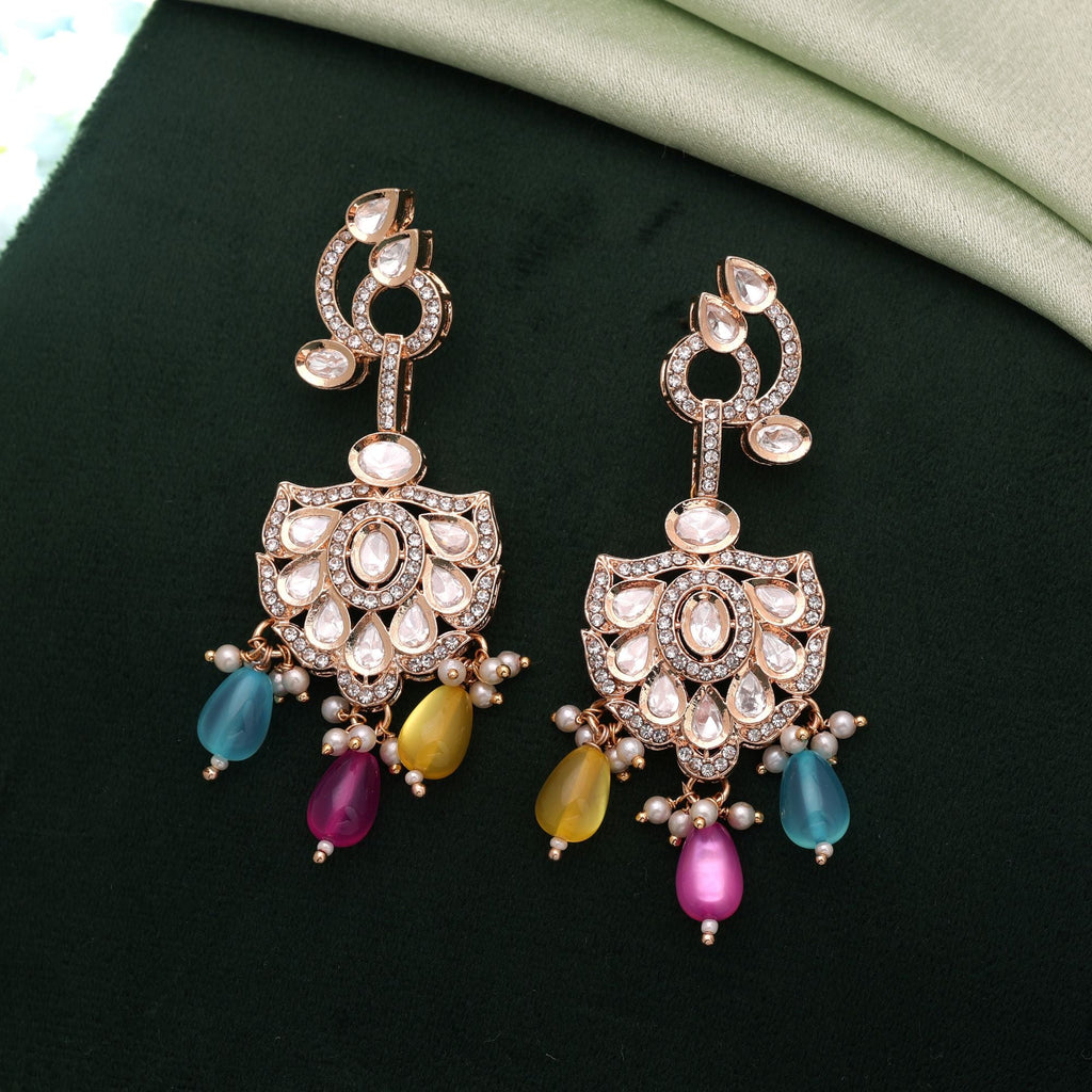 Multi Color American Diamond Earrings Trendy Fashion Style