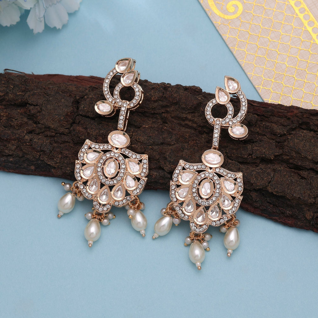 White Color American Diamond Earrings Elegant Party Wear Style