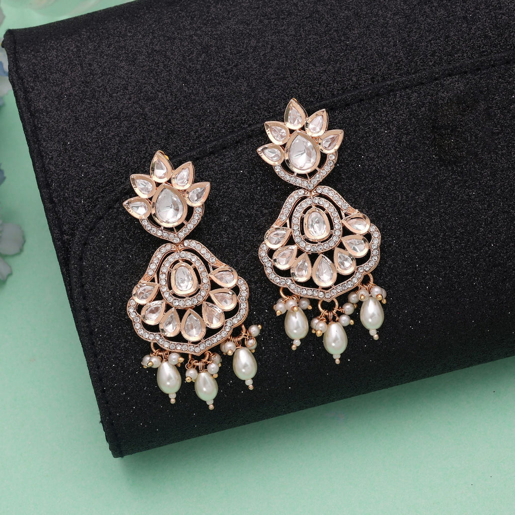 White Color American Diamond Earrings Premium Crystal Finish