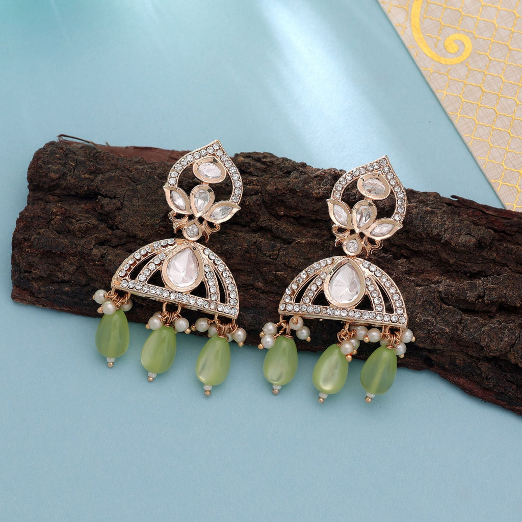 Light Green Color American Diamond Earrings Party Wear Design