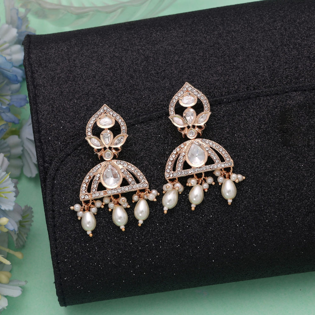 White Color American Diamond Earrings Luxury Crystal Design