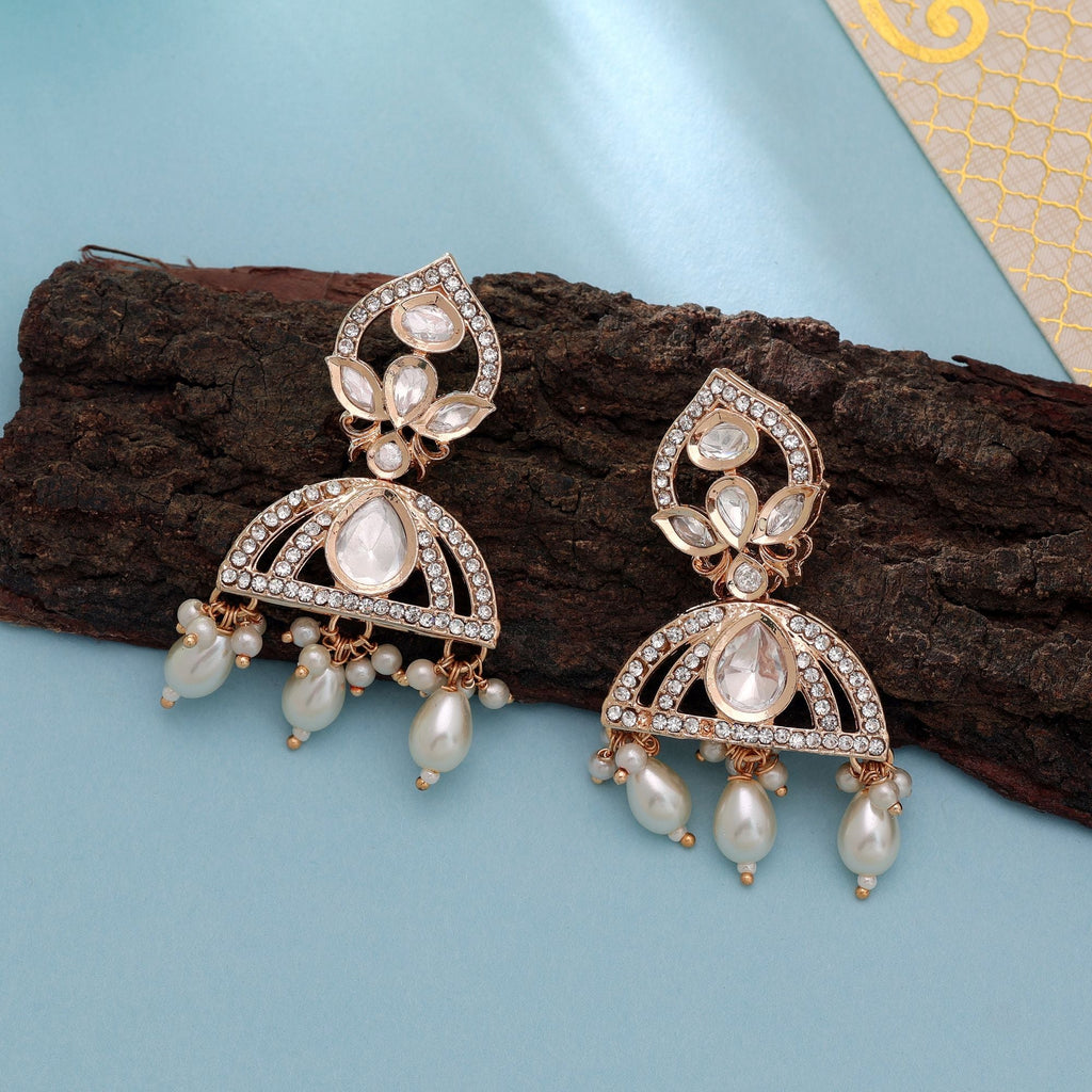 White Color American Diamond Earrings Luxury Crystal Design