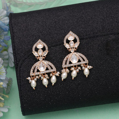 White Color American Diamond Earrings Luxury Crystal Design