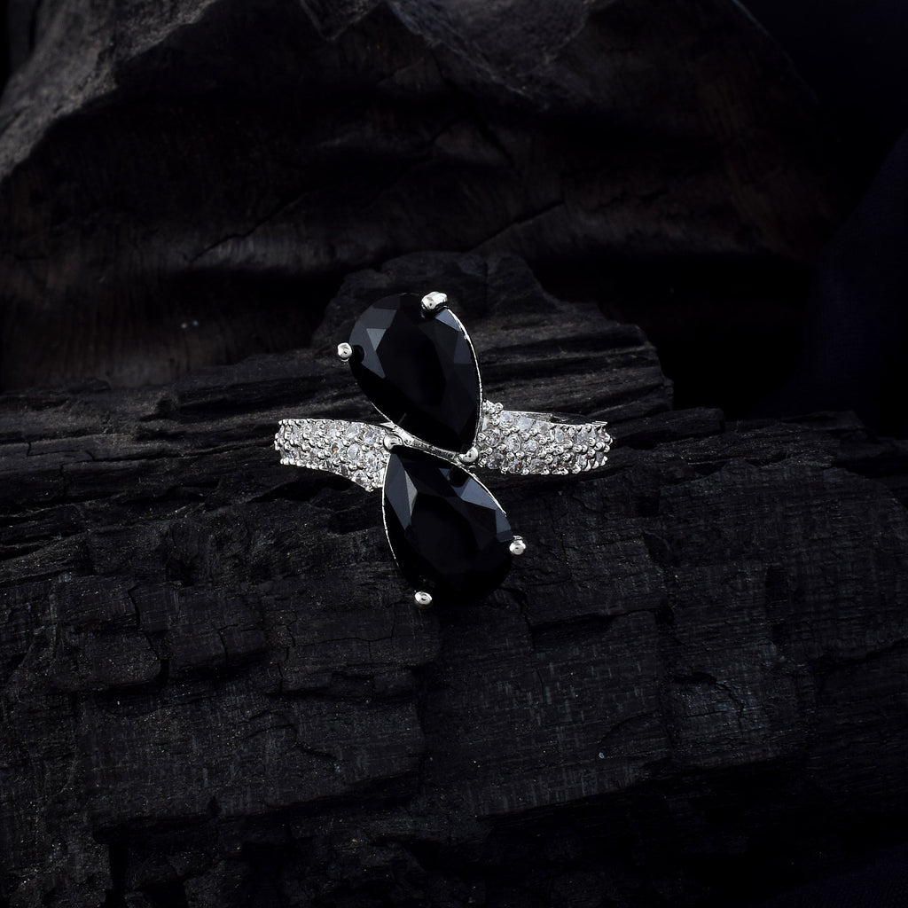 Elegant Black Color American Diamond Ring For All Special Occasions