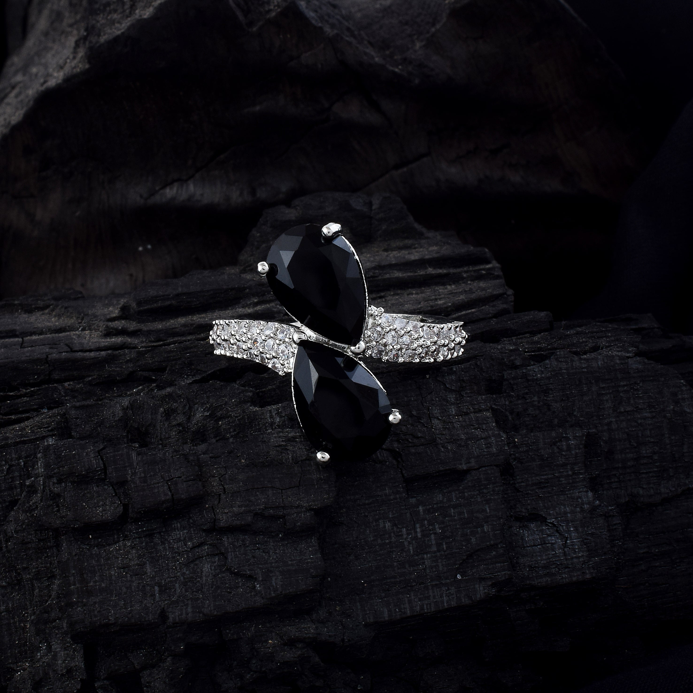 Elegant Black Color American Diamond Ring For All Special Occasions