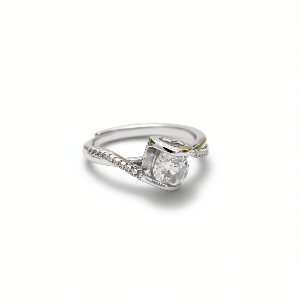 Elegant Silver Color Combo Of 12 Pieces American Diamond Rings For Daily Use