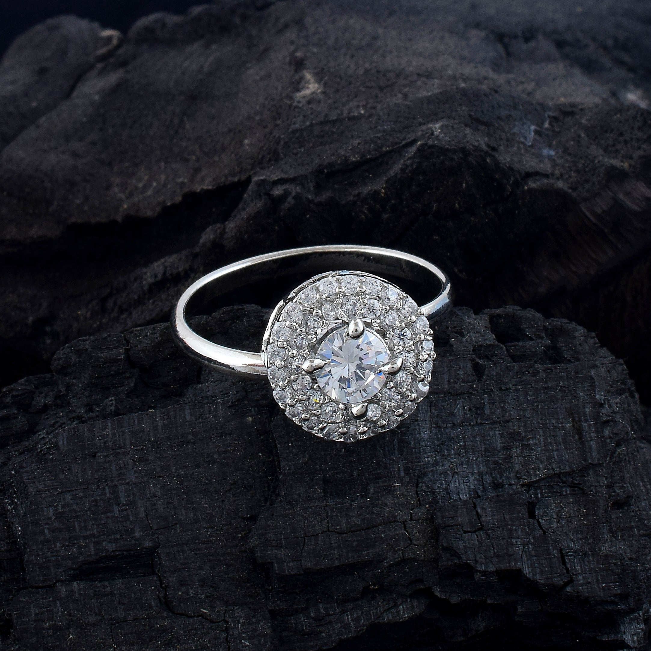 Bright Silver Color American Diamond Ring With Clean And Sleek Finish