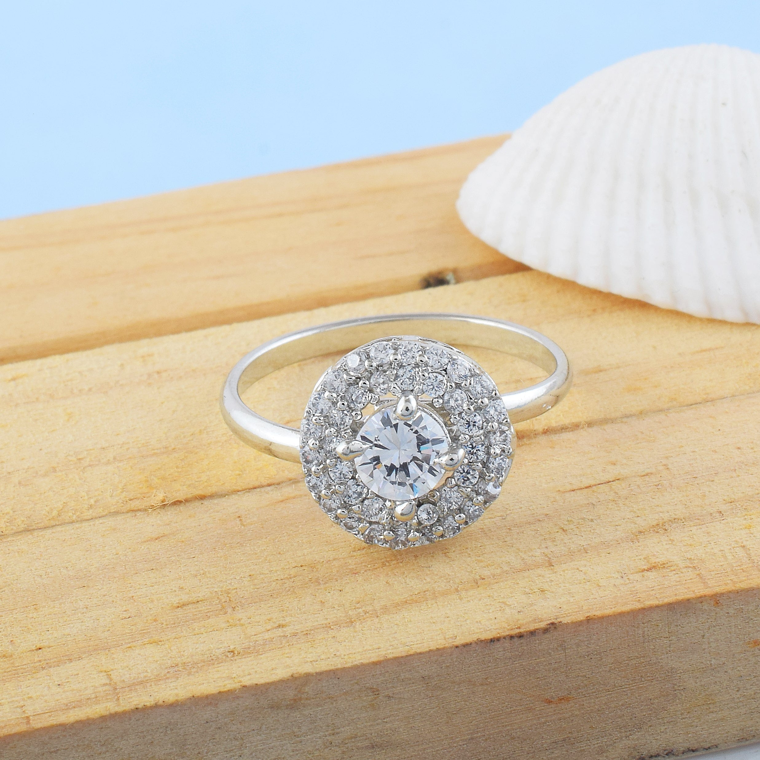 Bright Silver Color American Diamond Ring With Clean And Sleek Finish