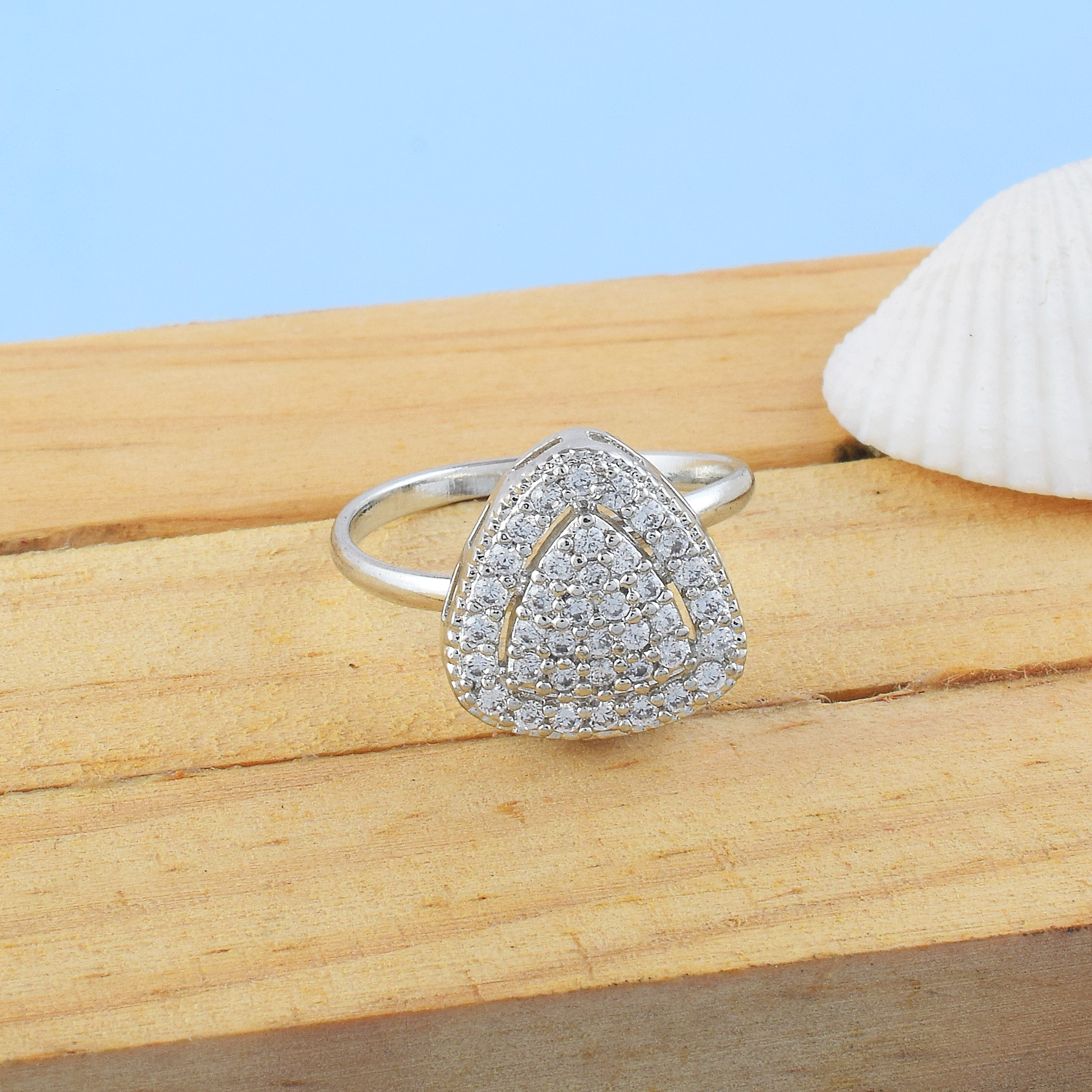 Modern Silver Color American Diamond Ring For Chic Everyday Fashion