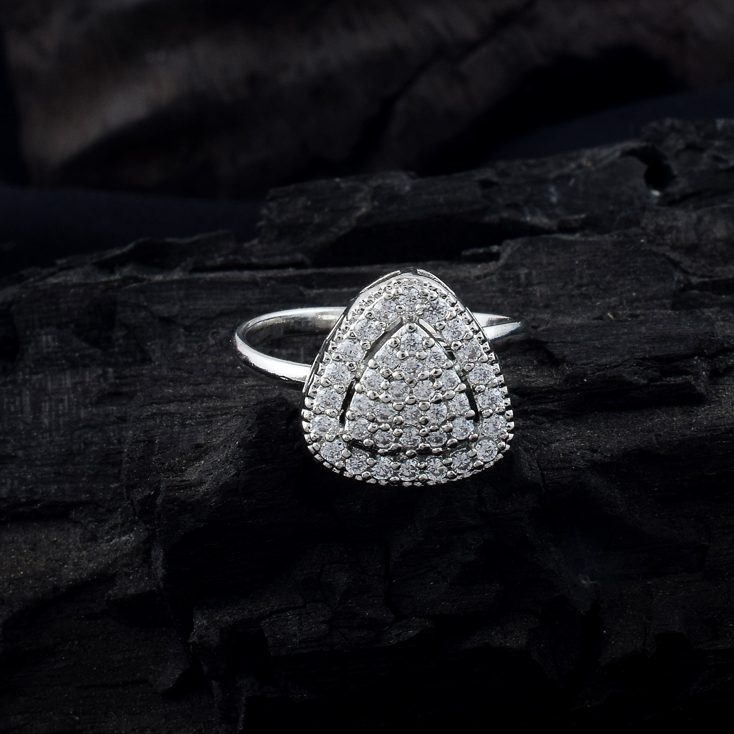 Modern Silver Color American Diamond Ring For Chic Everyday Fashion