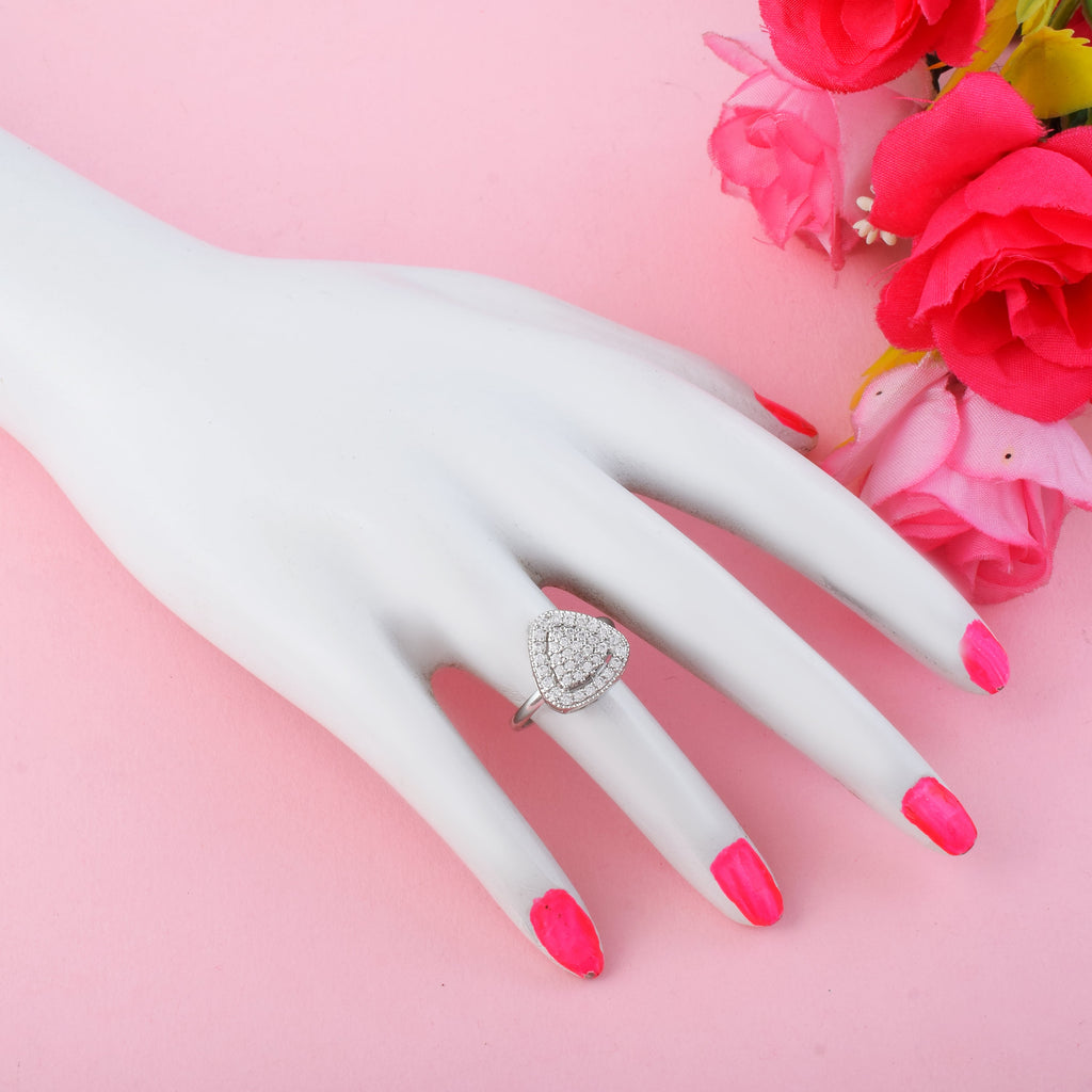 Modern Silver Color American Diamond Ring For Chic Everyday Fashion