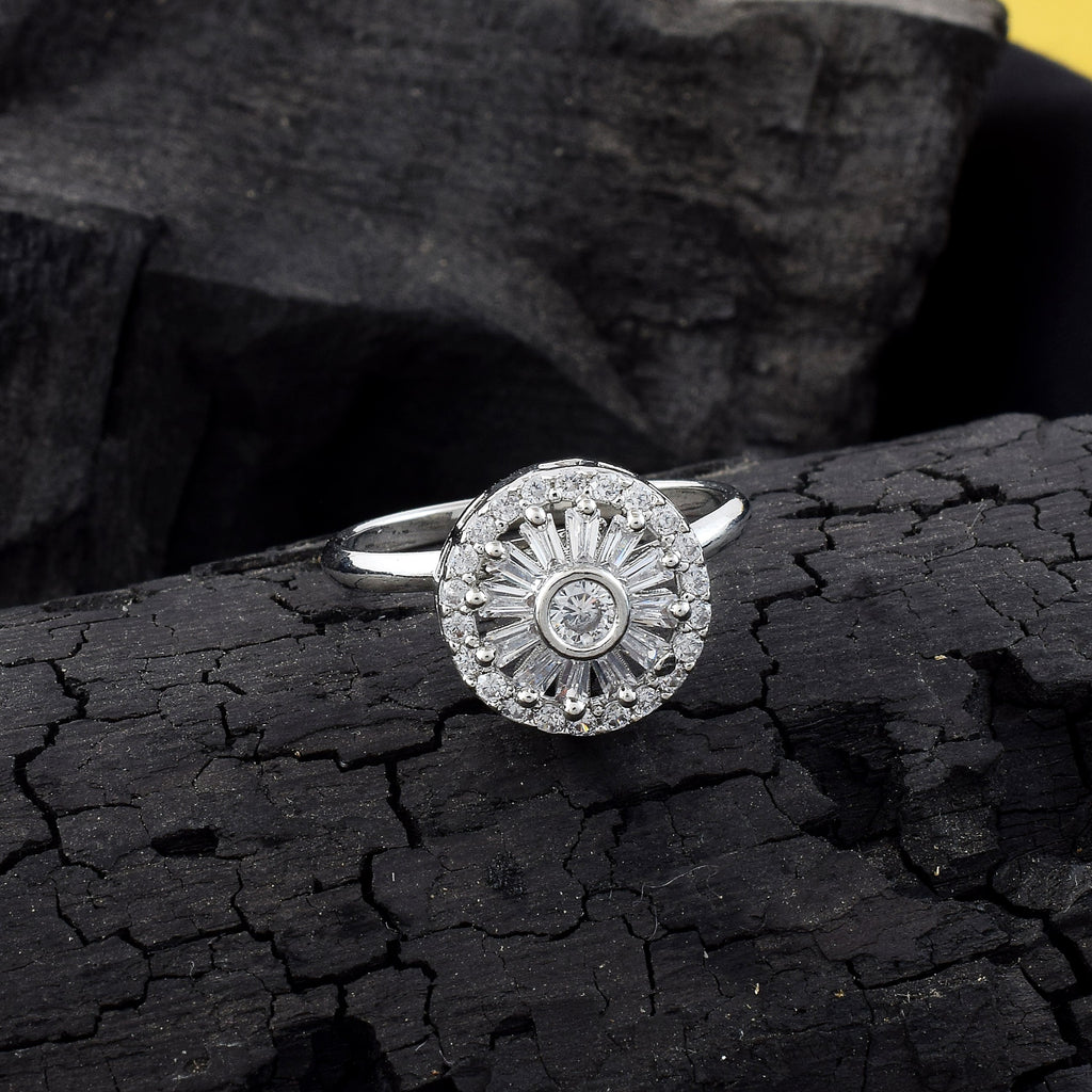 Refined Silver Color American Diamond Ring With Sparkle And Simplicity