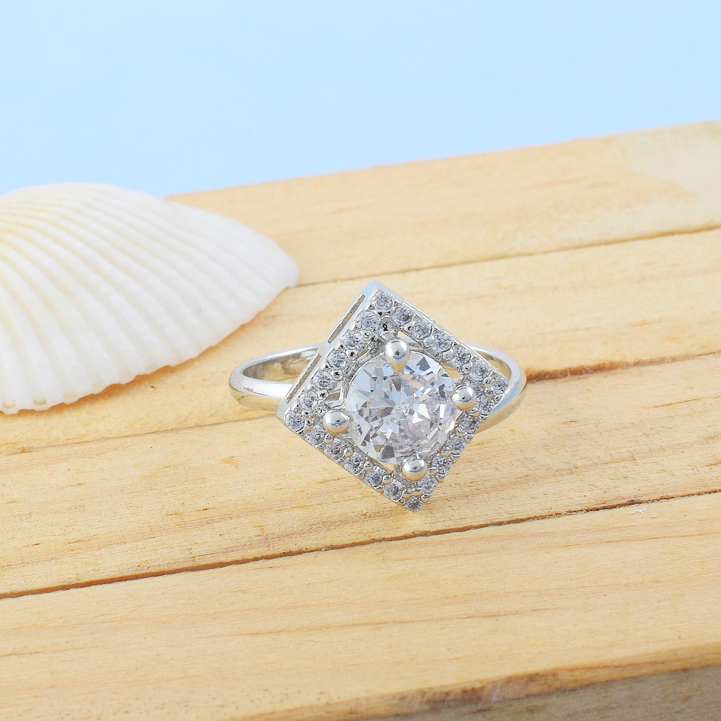 Premium Silver Color American Diamond Ring For Classy Gift Options