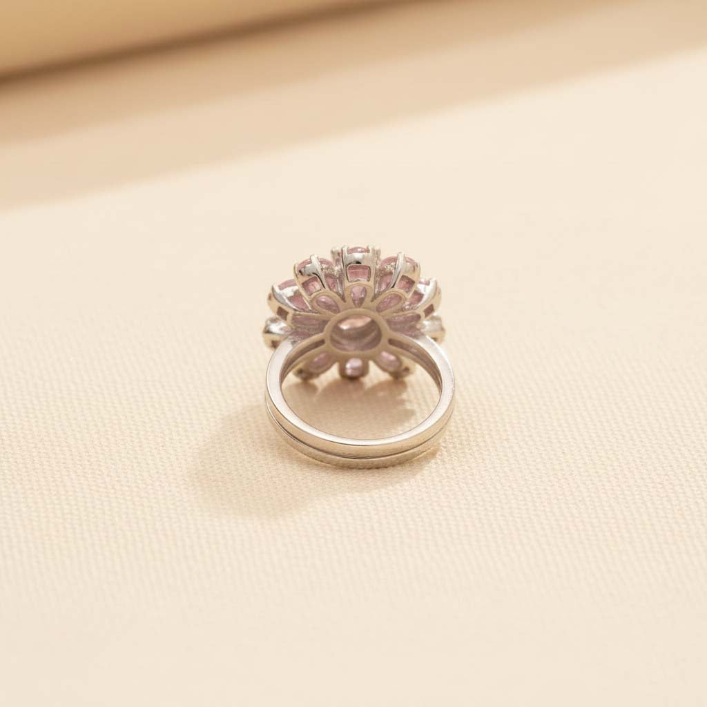 Stylish Pink Color American Diamond Ring Designed To Bring Charm To Every Special Occasion