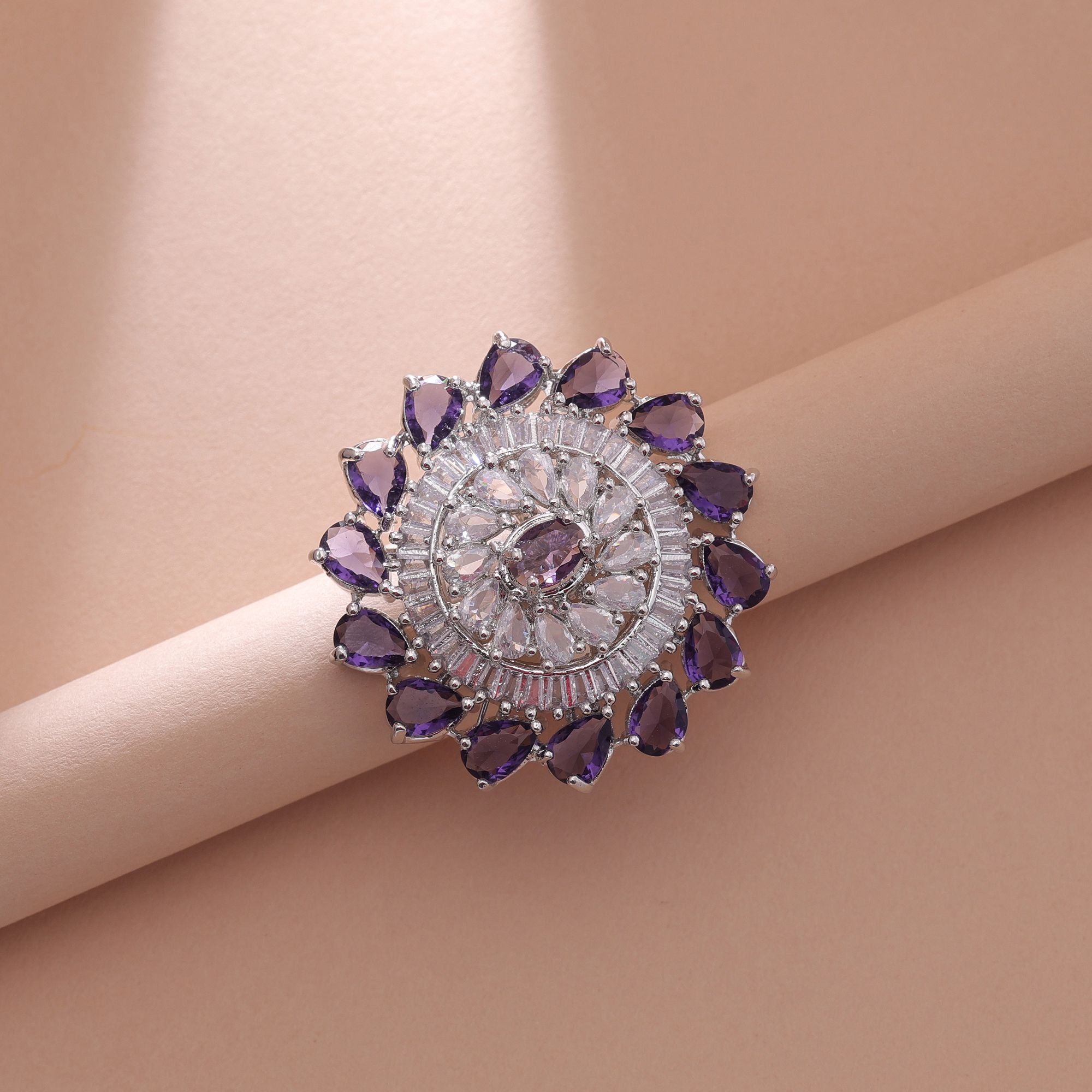 Purple Color American Diamond Ring