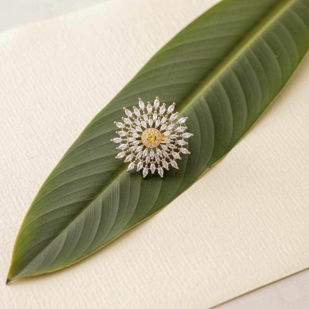 Stunning White Color American Diamond Ring Designed To Complement Graceful And Radiant Ensembles