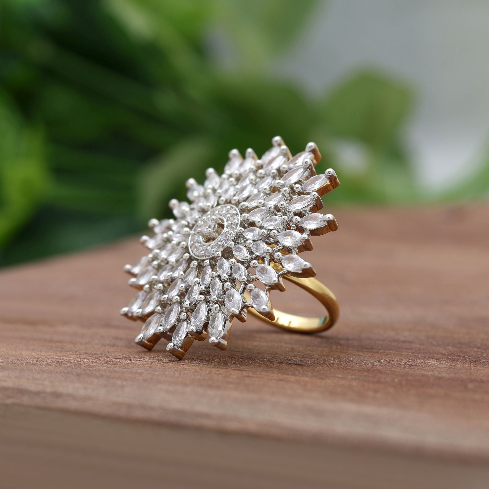 White Color American Diamond Ring Crafted With Sparkling Stones For Elegant Everyday Wear