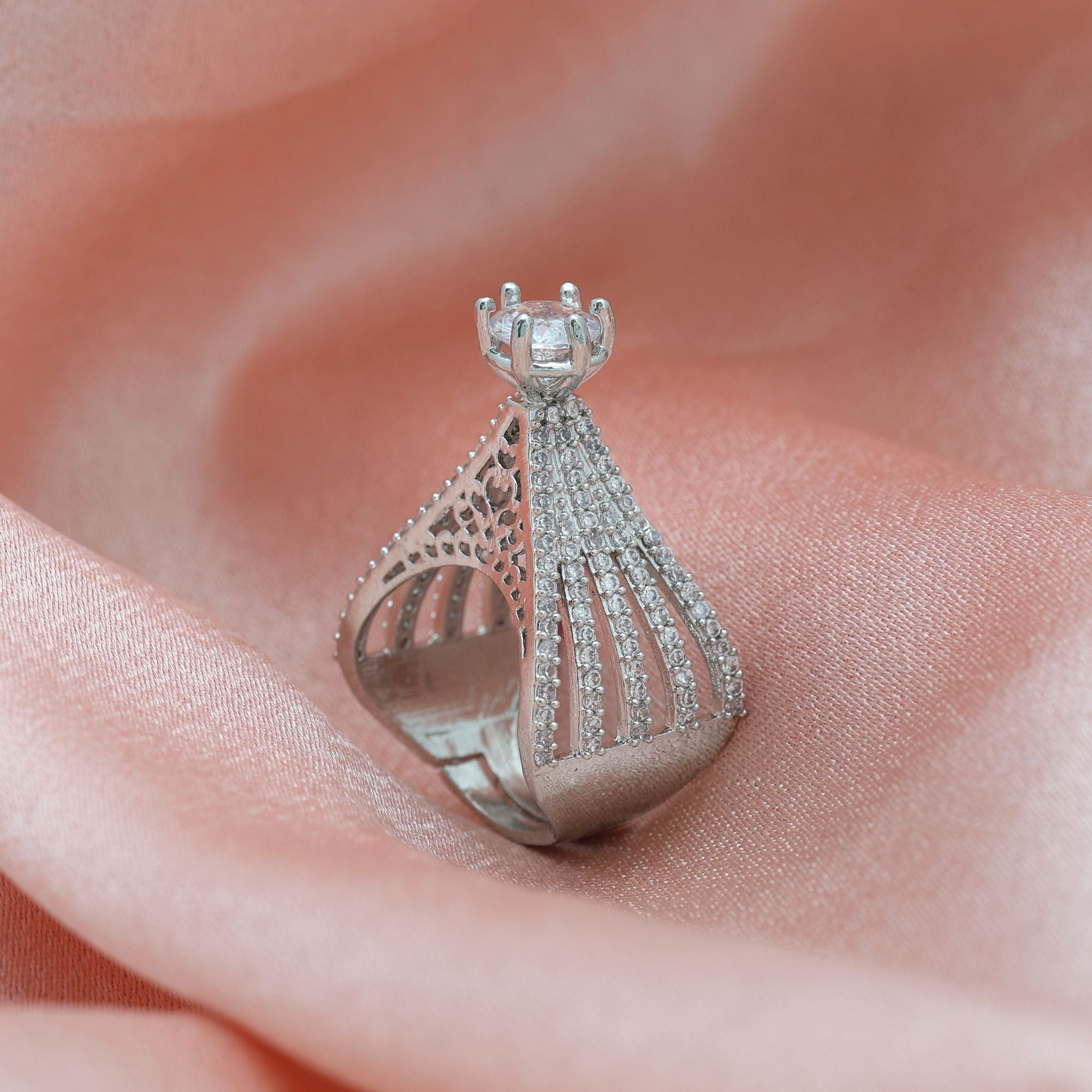 Silver Color American Diamond Ring Offering Timeless Shine For Versatile Daily Styling