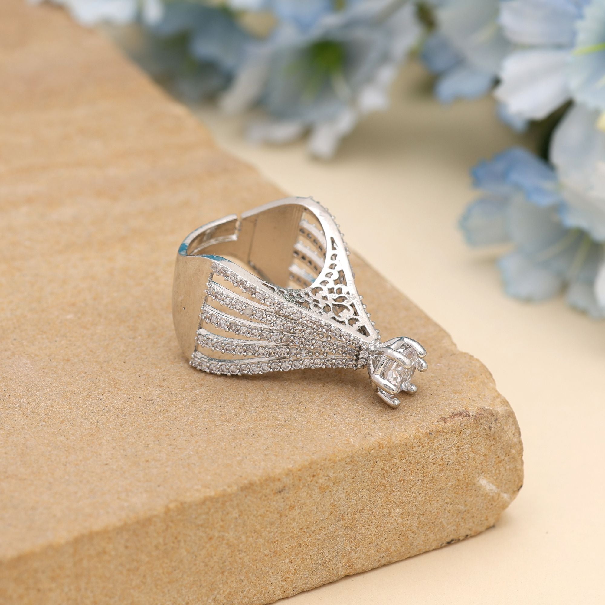 Silver Color American Diamond Ring Offering Timeless Shine For Versatile Daily Styling