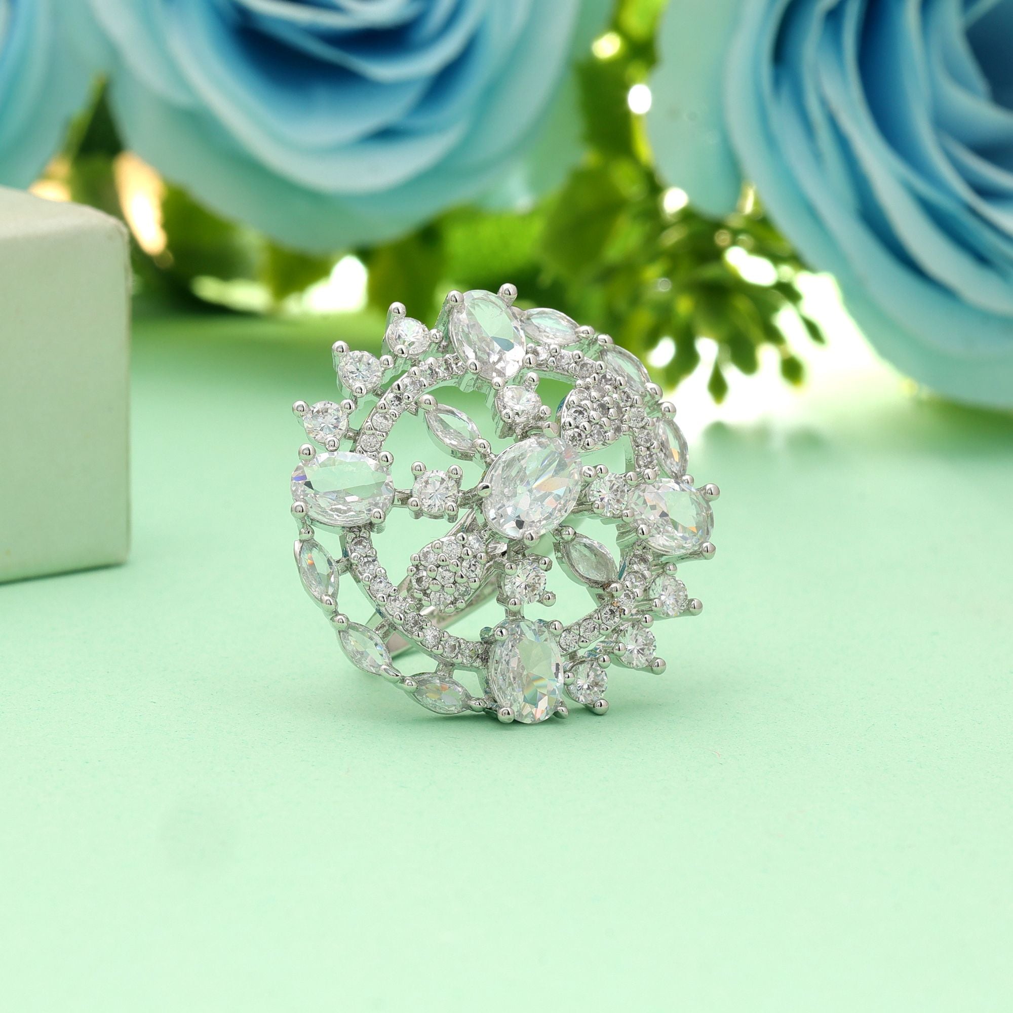 Silver Color American Diamond Ring Elegant Minimal Daily Wear Jewelry Design