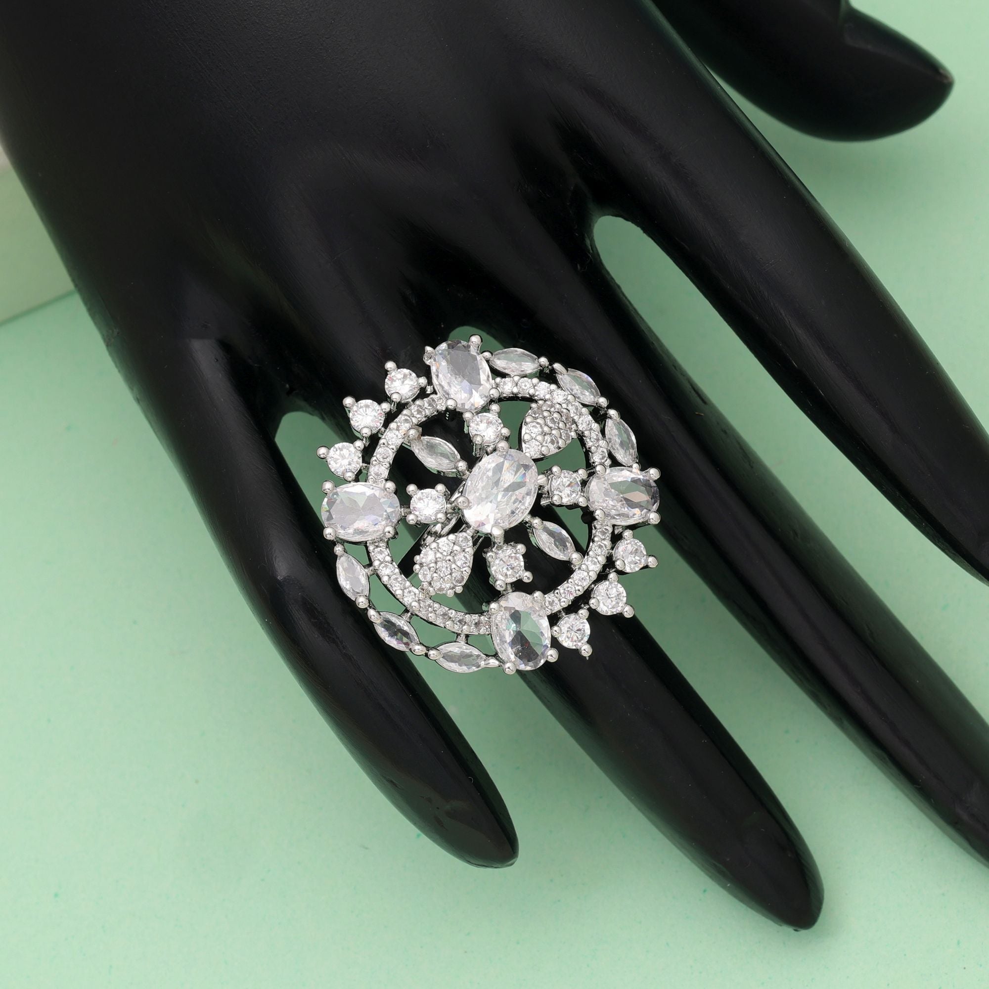 Silver Color American Diamond Ring Elegant Minimal Daily Wear Jewelry Design
