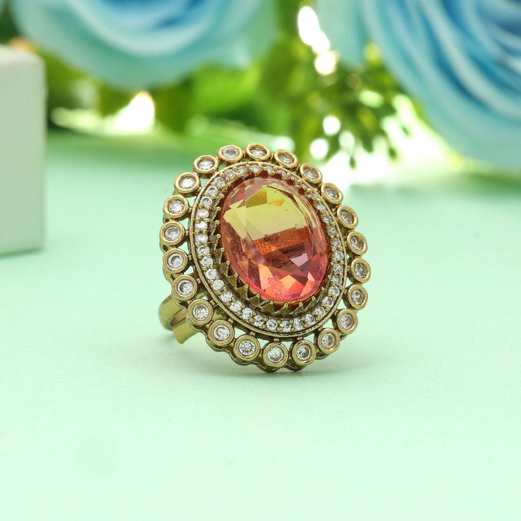 Multi Color American Diamond Ring Vibrant Festive Stylish Jewelry Design Collection