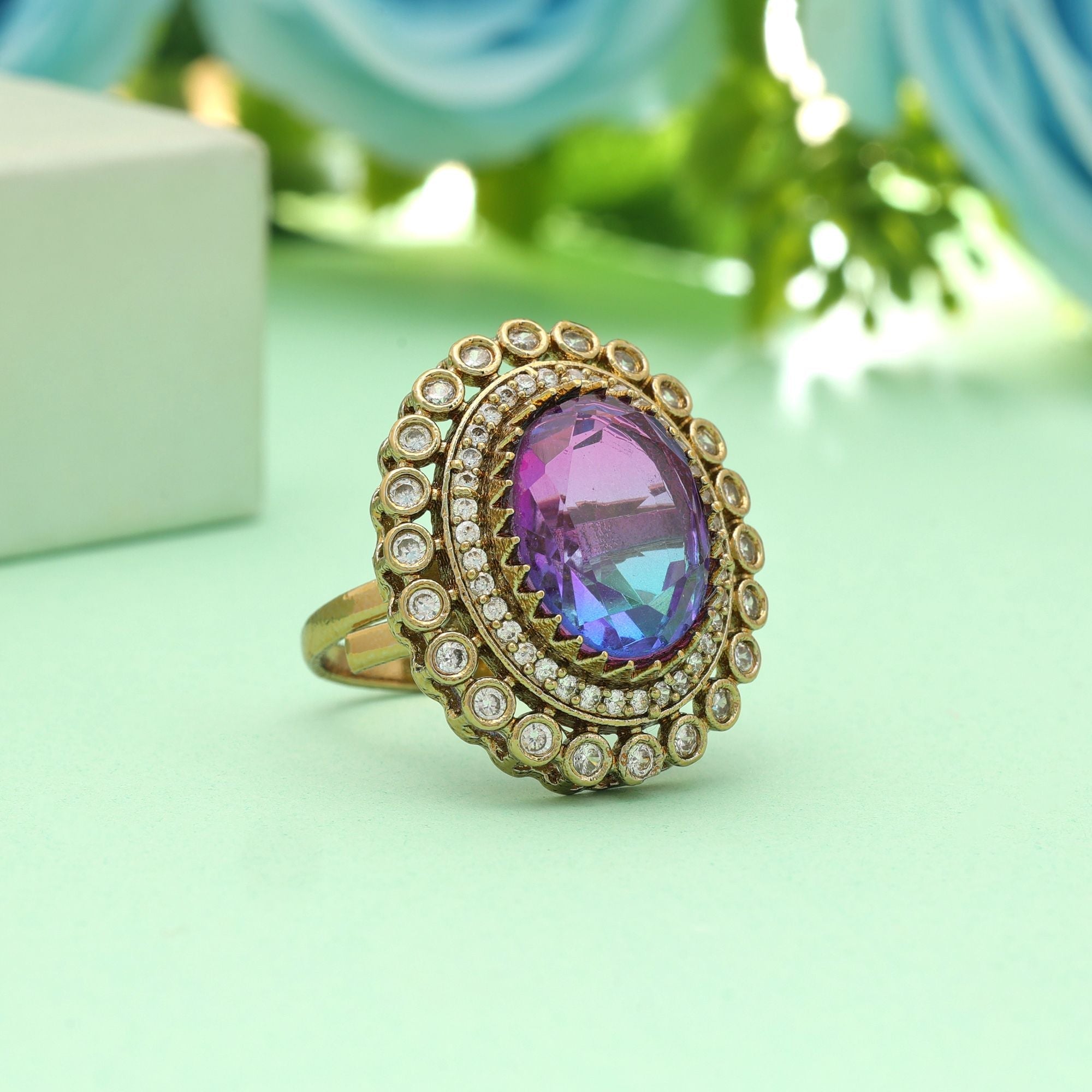Purple Color American Diamond Ring Elegant Party Wear Designer Jewelry Collection